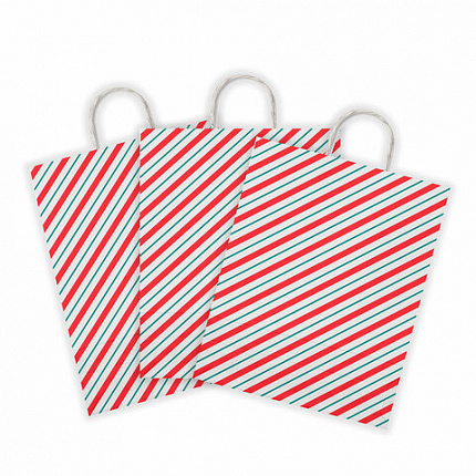 Крафт-пакет бумажный "Узкая полоса" 26х15х35 см, с кручеными ручками, плотность 100 г/м2, белый, 113228