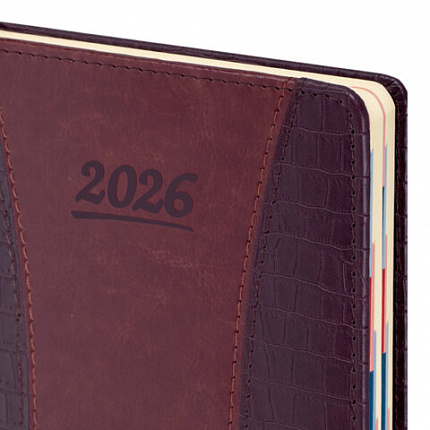 Ежедневник датированный 2026 А5 148х218 мм, GALANT "CombiContract", под кожу, коричневый, 117487