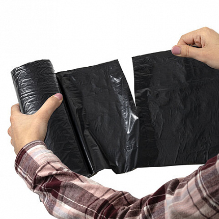 Мешки для мусора 190 л черные в рулоне 10 шт., ПВД 23 мкм, 90х120 см, ЛЮБАША "эконом ПЛЮС", 607681