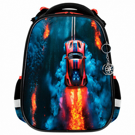 Ранец BRAUBERG PREMIUM, 2 отделения, с брелоком, "Foggy car", 3D-панель, 38х29х16 см, 273103