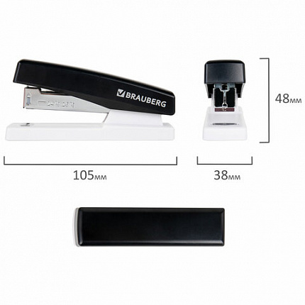 Степлер №24/6, 26/6 BRAUBERG "STYLE", до 25 листов, черный, 272747