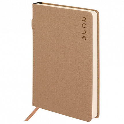 Ежедневник датированный 2026, А5, 138х213 мм, BRAUBERG "Essential", под кожу, держатель, бежевый, 117396