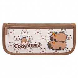 Пенал мягкий BRAUBERG KIDS, 2 отделения, полиэстер, "Capybaras", 22x10x6 см, 274582