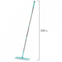 Швабра с отжимом и ведром 9л/7л двухкамерное, 3 насадки из микрофибры, рукоятка 130см, бирюзовый, Compact Mop, LAIMA, 607389