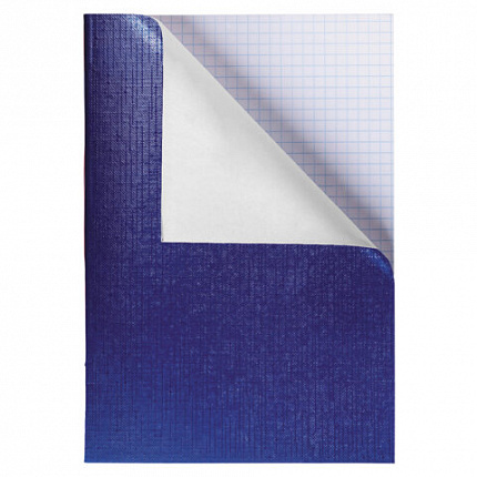 Тетрадь бумвинил А4 96 л., скоба, офсет №1, клетка, "СИНЯЯ Metallic", HATBER, 061768, 96Т4бвВ3