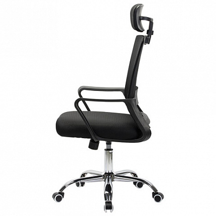 Кресло CROMEX (КРОМЕКС) "Debut CH-697", ХРОМ, с подлокотниками, механизм качания, сетка/ткань TW, черное, 533068
