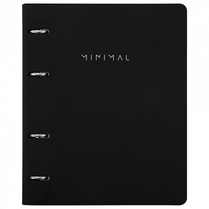 Тетрадь на кольцах А5, 175х215 мм, 120 л., под кожу, BRAUBERG VISTA, "Minimal", черный, 405215