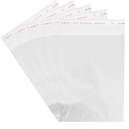 Пакеты БОПП с клеевым клапаном, КОМПЛЕКТ 100 штук, 25х35 + 4 см, 30 мкм, с усиленным швом, BRAUBERG, 700409