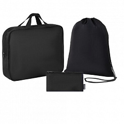 Папка на молнии с ручками А4, мешок для обуви 42х33 см, пенал 20х10 см, черный, НАБОР BRAUBERG, 273288