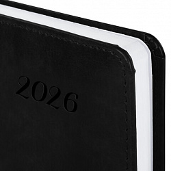 Ежедневник датированный 2026 А5 138x213 мм, BRAUBERG "Legend", под кожу, застежка, черный, 117070