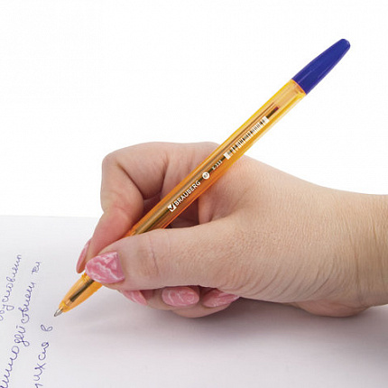 Ручка шариковая BRAUBERG "X-333" AMBER, СИНЯЯ, корпус тонированный оранжевый, узел 0,7 мм, линия письма 0,35 мм, 142832