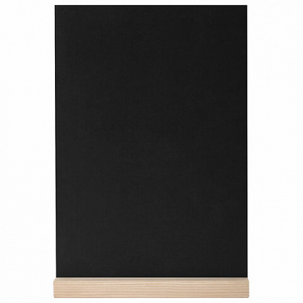 Табличка меловая настольная А5, вертикальная, на деревянной подставке, ПВХ, черная, BRAUBERG, 291299
