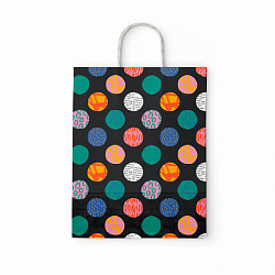 Крафт-пакет бумажный "Геометрия" 26х15х35 см, с кручеными ручками, плотность 100 г/м2, белый, 112306