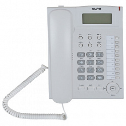 Телефон SANYO RA-S517W, спикерфон, память 30 номеров, тональный / импульсный режим, белый