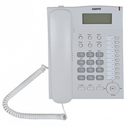 Телефон SANYO RA-S517W, спикерфон, память 30 номеров, тональный/импульсный режим, белый