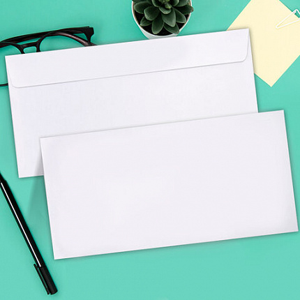 Конверты Е65 (110х220 мм), отрывная лента, внутренняя запечатка, КОМПЛЕКТ 100 шт., BRAUBERG, 112193, DLНКРс(BRAUBERG