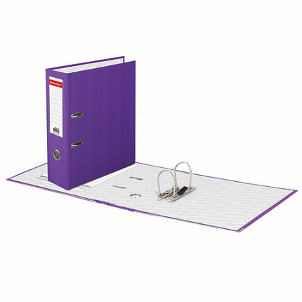 Папка-регистратор BRAUBERG с покрытием из ПВХ, 80 мм, с уголком, фиолетовая (удвоенный срок службы), 227200