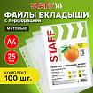 Папки-файлы перфорированные А4 STAFF "ЭКОНОМ", КОМПЛЕКТ 100 шт., матовые, 25 мкм, 226828