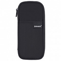 Пенал-органайзер BRAUBERG, 1 отделение, откидная планка, полиэстер, 22х10х6 см, "Total black", 273577