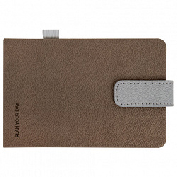 Еженедельник недатированный МАЛЫЙ ФОРМАТ 105х158мм BRAUBERG "Modern" под кожу, застежка, 64 листа, коричневый, 118657