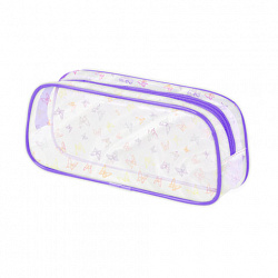 Пенал-косметичка BRAUBERG LUCENT на молнии, прозрачный, "Butterfly", 21х5х9 см, 272344