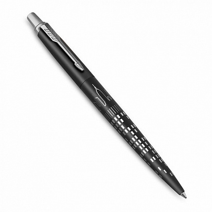 Ручка шариковая PARKER "Jotter New York Black CT", корпус черный лак, детали из нержавеющей стали, синяя, 2187554