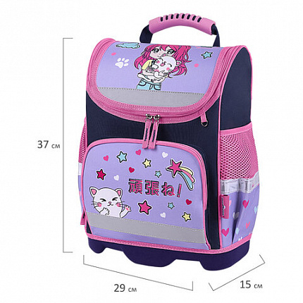 Ранец ЮНЛАНДИЯ WISE, 1 отделение, 3 кармана, устойчивое дно, "Anime hugs", 37x29х15 см, 272074