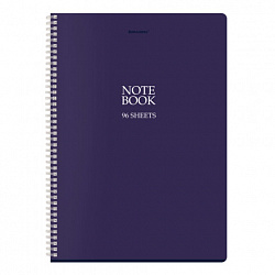 Тетрадь А4, 96 л., BRAUBERG, гребень, клетка, матовая ламинация, "NoteBookMono" (микс в спайке), 405315