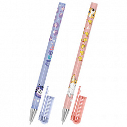 Ручка шариковая с принтом FUNSTER (ФАНСТЕР) STICK "CUTE ANIMALS", СИНЯЯ, SOFT TOUCH покрытие, узел 0,7 мм, линия письма 0,35 мм, 144387