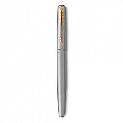 Ручка перьевая PARKER "Jotter Stainless Steel GT", корпус серебристый, позолота, синяя, 2030948