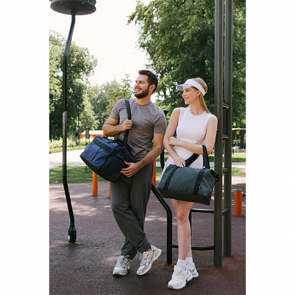 Сумка спортивная HEIKKI MOVE PLUS (ХЕЙКИ), отделение для обуви, синяя, 28х50х23 см, 273897