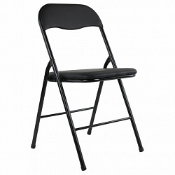 Стулья складные BRABIX "Golf CF-007", КОМПЛЕКТ 4 шт., черный каркас, кожзам черный, 533032