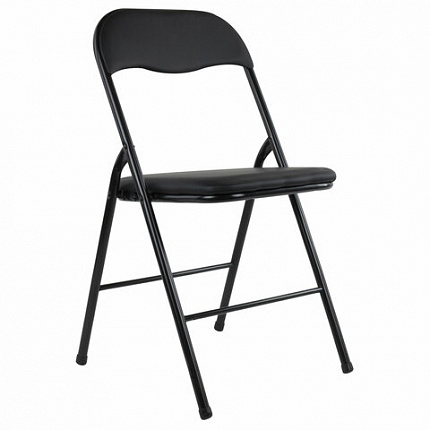 Стулья складные BRABIX "Golf CF-007", КОМПЛЕКТ 2 шт., черный каркас, кожзам черный, 533029