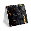 Календарь-домик настольный на гребне, 2026 г., BRAUBERG, 101х101 мм, "Black marble", 117279