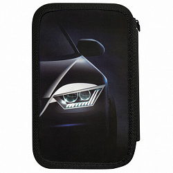 Пенал ПИФАГОР, 3 отделения, ламинированный картон, 19х11 см, "Car flash", 272254