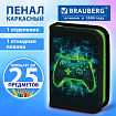 Пенал BRAUBERG, 1 отделение, 1 откидная планка, полиэстер, 21х14 см, "Neon gamepad", 274596