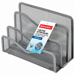 Подставка для сортировки писем и бумаг 3-х секционная BRAUBERG "Germanium", 122х173х83 мм, серебро, 237970