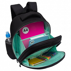 Ранец GRIZZLY анатомическая спинка, c брелоком, для девочек, "I'M HERE", 36х28х20 см, RAz-586-6/1