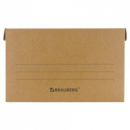 Короб архивный "Делопроизводство" (325х480х295 мм), с крышкой, гофрокартон, BRAUBERG, 126523
