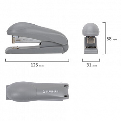 Степлер №24/6, №26/6 BRAUBERG "UNIVERSAL", до 30 листов, на 100 скоб, серый, 272717