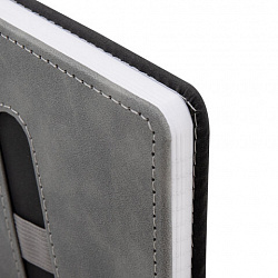 Блокнот А5 148x218 мм BRAUBERG "Assistant", под кожу, 80 листов, держатель, клетка, черный, 118630