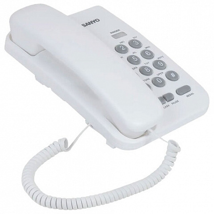 Телефон проводной SANYO RA-S108W, тональный/импульсный режим, повтор, белый