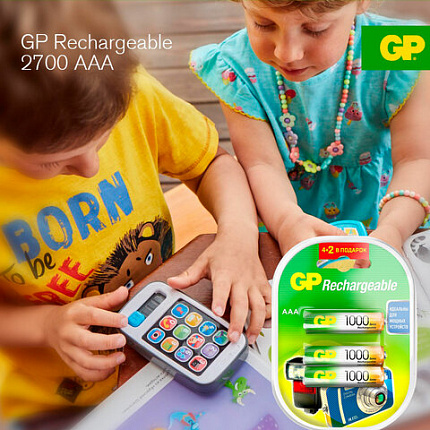 Батарейки аккумуляторные Ni-Mh мизинчиковые 6 шт. (ПРОМО 4+2) ААА (HR03) 930 mAh, GP, 100AAAHC4/2-2CR6