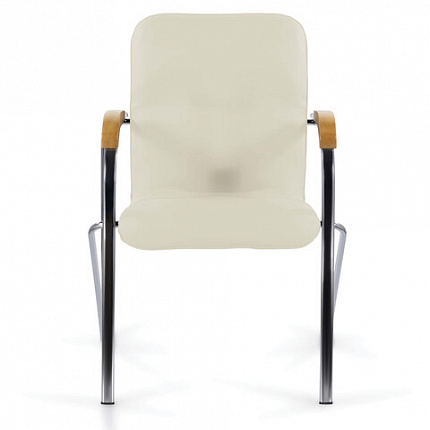 Кресло BRABIX "Samba CF-103", хром каркас, накладки "бук", кожзам бежевый, собрано, 532757