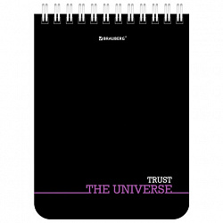 Блокнот МАЛЫЙ ФОРМАТ А6 108х145 мм, 40 л., гребень, картон, клетка, BRAUBERG, "Black & notes", 114389