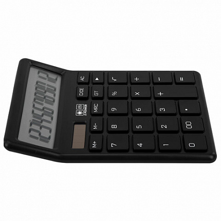 Калькулятор настольный BRAUBERG CH-12-BK (153х103 мм), 12 разрядов, двойное питание, черный, 272958