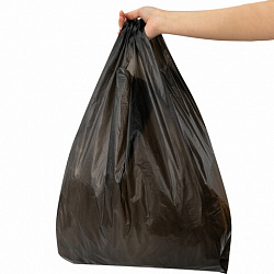 Пакет "майка" КОМПЛЕКТ 50 штук, 40+18х70, ПНД черный 25 мкм, LAIMA, 700792