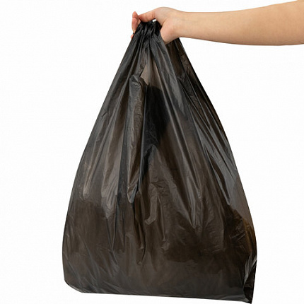 Пакет "майка" КОМПЛЕКТ 50 штук, 40+18х70, ПНД черный 25 мкм, LAIMA, 700792