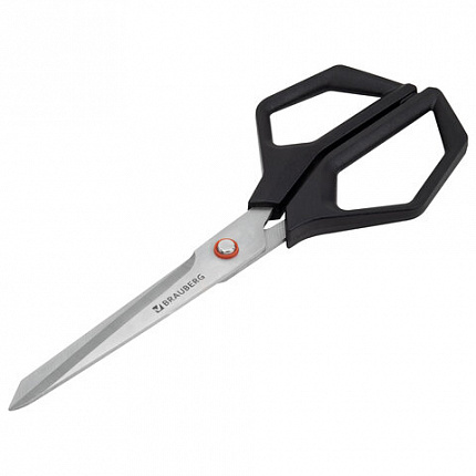 Ножницы BRAUBERG "Super black" 220 мм, черные, 3-сторонняя заточка, ручки из ABS-пластика, 238855