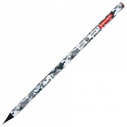 Карандаш чернографитный BRAUBERG "ARMY", 1 шт., HB, корпус ассорти, 181770